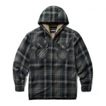 WOLVERINE Men's Hastings Sherpa Lined Hooded Shirt-Jacket Black Plaid- W1211560-003