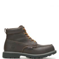 WOLVERINE Men's 6" Floorhand Moc-Toe Waterproof Steel Toe Work Boot Dark Brown - W221048