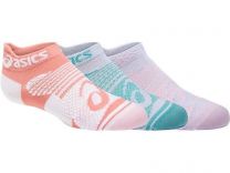 ASICS Youth Quick Lyte Plus Socks (3 pairs) Light Grey Heather/Guava - 3034A042-630