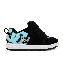 DC Shoes Unisex Kid's Court Graffik Skate Shoe Black/Teal - DC01663007-BKTEAL