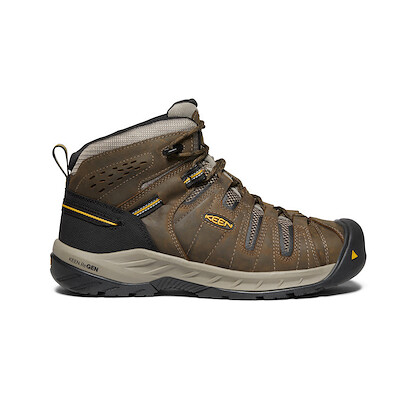 KEEN Utility Men's Flint II Mid Steel Toe Work Boot Cascade Brown/Golden Rod - 1023228
