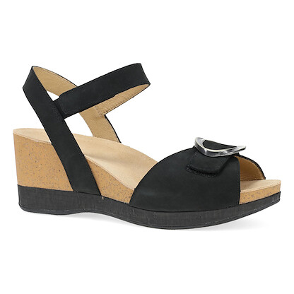 Dansko Women's Stella Sandal Black Milled Nubuck Leather - 10003100200