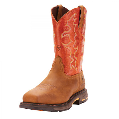 ARIAT WORK Men's 11" WorkHog Wide Square Toe Steel Toe Work Boot Dark Earth - 10006961