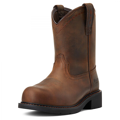ARIAT WORK Women's 8" Fatbaby Pull-On Steel Toe Work Boot Distressed Brown - 10040431