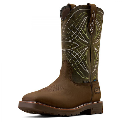 ARIAT WORK Men's Activator Waterproof Steel Toe Work Boot Dark Brown/Green - 10060892
