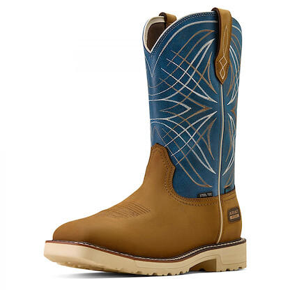 ARIAT WORK Men's Activator Waterproof Steel Toe Work Boot Dusted Brown/Basin Blue - 10060893