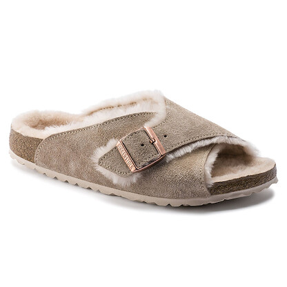 BIRKENSTOCK Women's Arosa Shearling Nude Suede/Natural Shearling (regular width) - 1014858