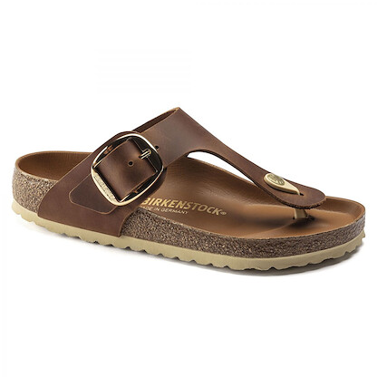 BIRKENSTOCK Women's Gizeh Big Buckle Cognac Leather (regular width) - 1018745