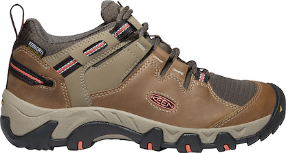 KEEN Women's Steens Waterproof Hiking Shoe Timberwolf/Coral - 1022336
