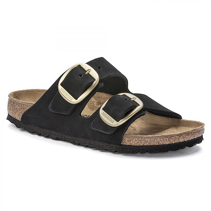 BIRKENSTOCK Women's Arizona Big Buckle Black Nubuck (narrow width) - 1023290