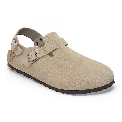 BIRKENSTOCK Unisex Tokio Clog Taupe Suede Leather (regular width) - 1028287