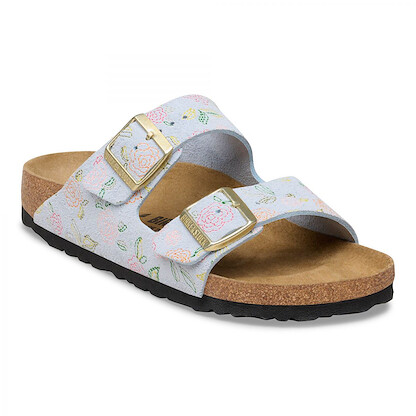 BIRKENSTOCK Women's Arizona Baby Blue Flower Print Suede (narrow width) - 1031737