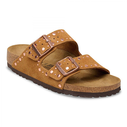 BIRKENSTOCK Women's Arizona Rivets Sandal Mink Suede Leather (narrow width) - 1031731