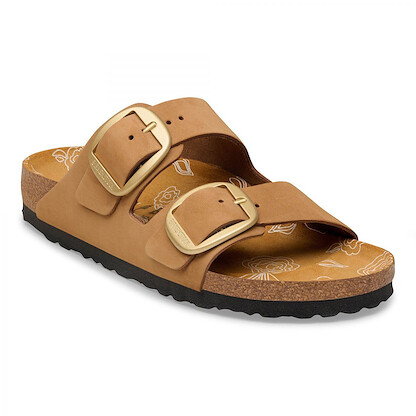 Birkenstock Women's Arizona Big Buckle Mink Nubuck Floral Print Footbed (narrow width) - 1031865