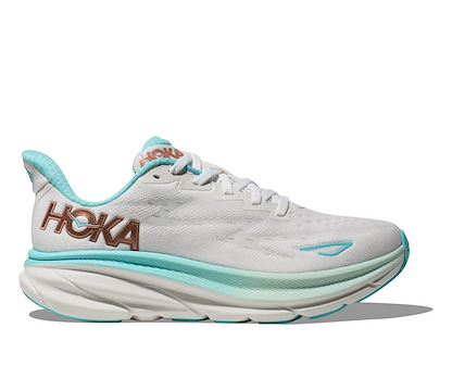 HOKA Women's Clifton 9 Wide Running Shoe Frost/Rose Gold - 1132211-FTRS