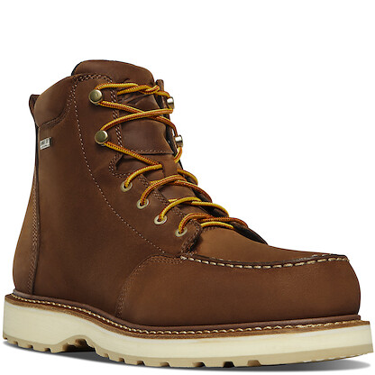 DANNER WORK Men's 6" Cedar River Moc Toe Soft Toe EH Waterproof Work Boot Brown - 14300