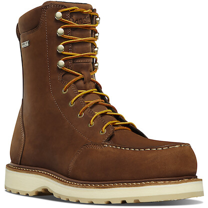 DANNER WORK  8” Waterproof Work Boots for Men - Premium Leather with Breathable Lining, Comfort Footbed & Non Slip Rubber Outsole, EH Resistant, Brown - 9.5 EE