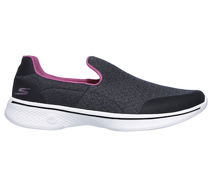 Skechers Women's Go Walk 4 Diffuse Slip-on Sneaker Black/Hot Pink - 14937-BKHP
