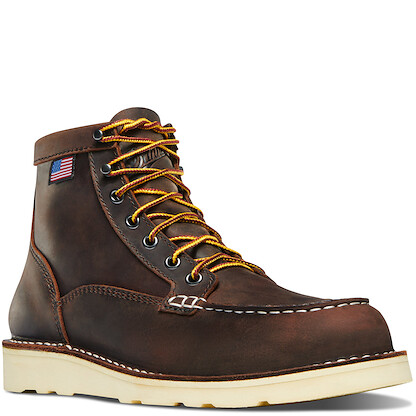 DANNER WORK Women's 6" Bull Run Moc Toe Steel Toe Work Boot Brown - 15576