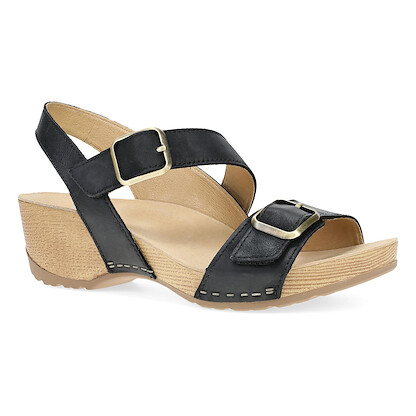 Dansko Women's Trinity Sandal Black Burnished Nubuck Leather - 1716101600