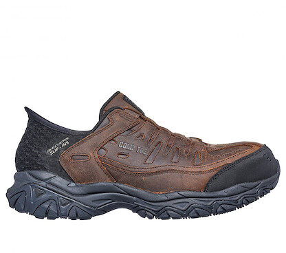 SKECHERS WORK Men's Slip-Ins Holdredge - Ryker Composite Toe EH Work Shoe Brown - 200234-CDB