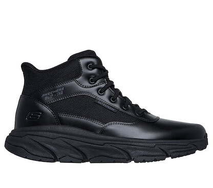 SKECHERS WORK Men's Slip-In D'Lux Journey - Redron SR Waterproof Soft Toe Work Boot Black - 200349-BLK