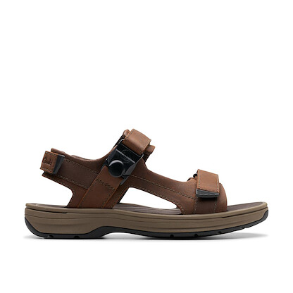 Clarks Men's Saltway Trail Sandal Dark Brown Leather - 26176905