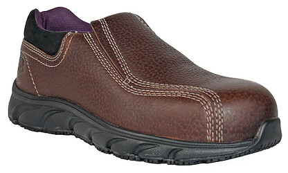 HOSS Women's Transfer Composite Toe ESD Slip-On Work Shoe Brown Full Grain - 30205