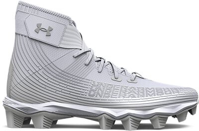 Under Armour Unisex Kids' Highlight Franchise Jr Football Cleat White/Metallic Silver/Metallic Silver - 3023724-102