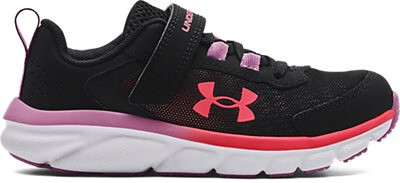 Under Armour Girls' Pre-School UA Assert 9 Alternate Closure Running Shoes Black/Jellyfish/Blitz Red - 3024636-002