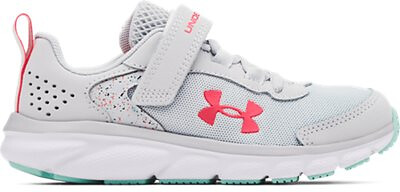 Under Armour Girls' Pre-School Assert 9 Alternate Closure Running Shoe Halo Gray/White/Tile Blue - 3024868-100