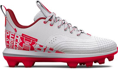 Under Armour Unisex Kids' Harper 7 Low Juniors TPU Baseball Cleat Red/White/Red - 3025596-600