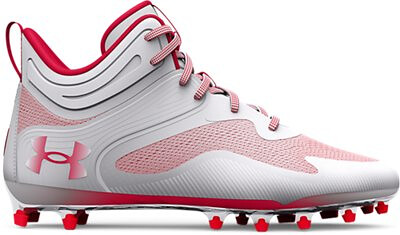 Under Armour Men's Command MC Mid Lacrosse Cleats White/Red/Red - 3025639-101