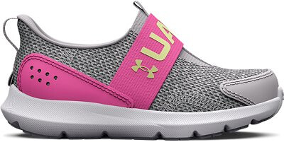 Under Armour Infant Girls' UA Surge 3 Slip On Sneaker Halo Gray/Rebel Pink/Fade - 3026533-100