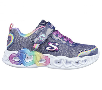 Skechers Girls' Infinite Heart Lights - Love Sneaker Navy/Multi - 303751L-NVMT