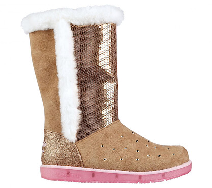 Skechers Girls' Glitzy Glam Shimmer Diva Faux Shearling Boot Chestnut - 314857N-CSNT