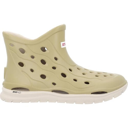 XTRATUF Men’s Hightide Ankle Boot - Size 9, Khaki - Lightweight, Molded Slip-On Water Shoe with Drainage Holes & Textured Footbed - Non-Marking, Slip-Resistant Outsole