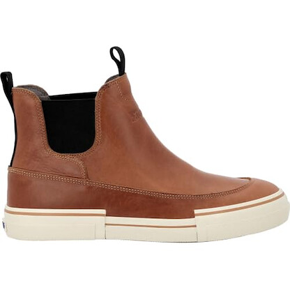 XTRATUF 6” Men’s Leather Ankle Deck Boot - Size 11, Cashew - Lightweight, Waterproof Footwear - Non-Marking Outsole