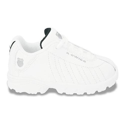 K-Swiss Unisex Toddlers' ST329 Sneaker White/Black/Silver - 2866129