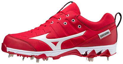 Mizuno Men's 9-Spike Ambition 2 Baseball Cleats Red/White - 320630.1000