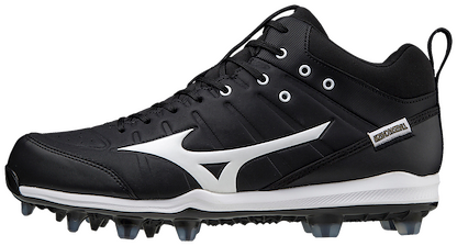 Mizuno Men's Ambition 2 TPU Mid Molded Baseball Cleat Black/White - 320654.9000