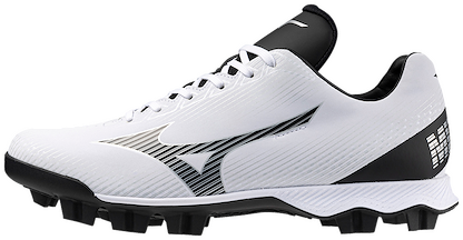 Mizuno Men's Wave Lightrevo TPU Molded Low Baseball Cleat White/Black - 320681.0090