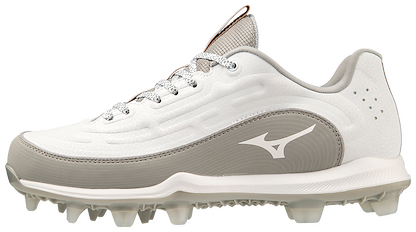 Mizuno Women's 9-Spike Advanced Finch Elite 6 TPU Molded Fastpitch Softball Cleats White/Grey - 320687.0091