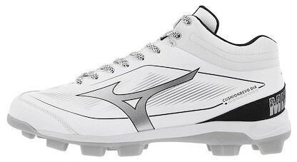 Mizuno Men's CushionRevo Diamond Mid TPU Molded Baseball Cleat White/Black - 320706.0090