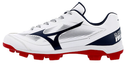 Mizuno Men's CushionRevo Diamond TPU Molded Baseball Cleat White/Navy/Red - 320707.0051