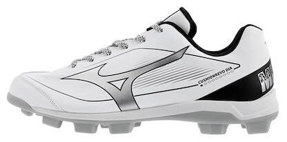 Mizuno Men's CushionRevo Diamond TPU Molded Baseball Cleat White/Black - 320707.0090