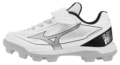 Mizuno Little Kid's Cushionrevo Diamond TPU VS Baseball Cleat White/Black - 320711.0090