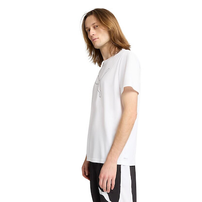 Puma Men's Train All Day Essentials Large Cat T-Shirt, Puma White SS25, Medium
