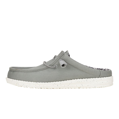 HEY DUDE Shoes Men's Wally Slip Stretch Canvas Grey - 41293-030