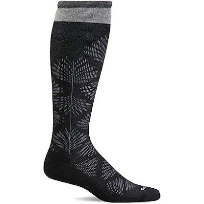 Sockwell Women's Full Floral Wide Calf Fit Moderate Graduated Compression Socks Black - SW63W-900